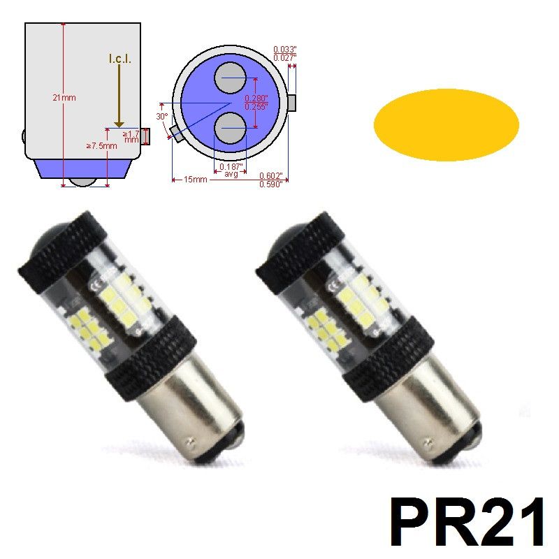 LED SIJALICE PR21 BAU15D 1157 (30x2835smd), 10,5W Narandzaste Beograd Zemun